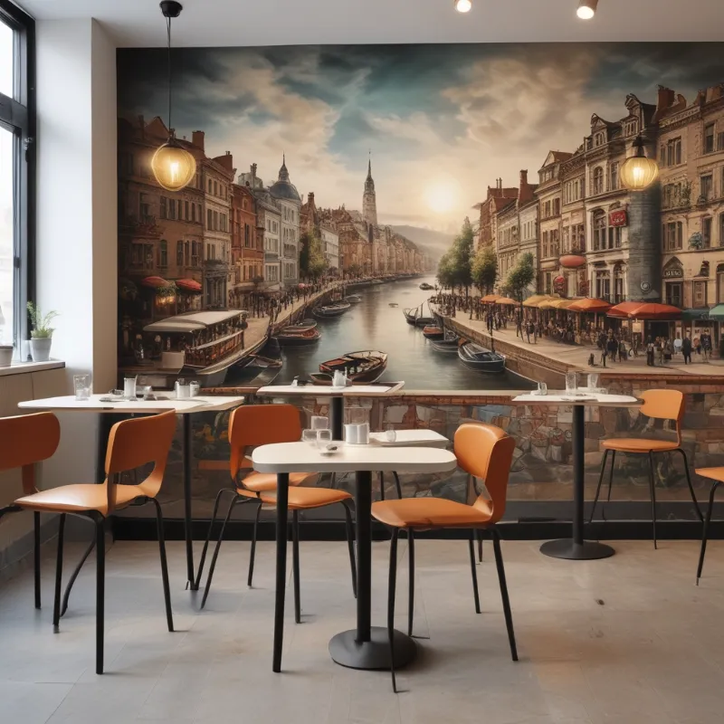 Accueil 5 Impression murale artistique dans la salle principale d’un restaurant